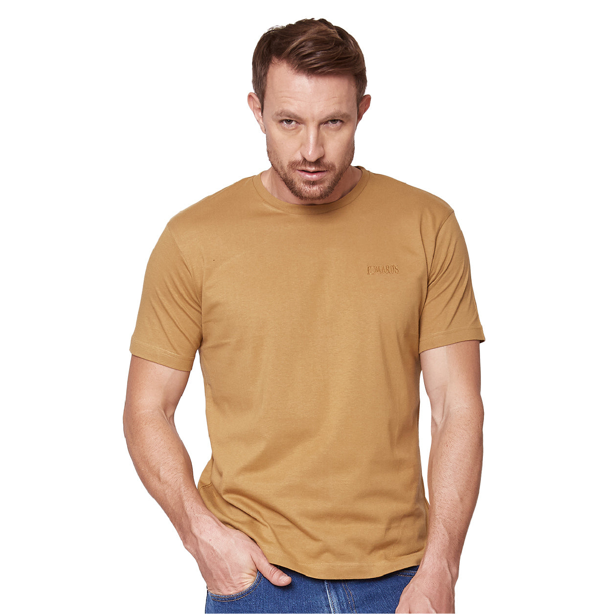 CAMISETA DE CUELLO REDONDO COLOR MOSTAZA